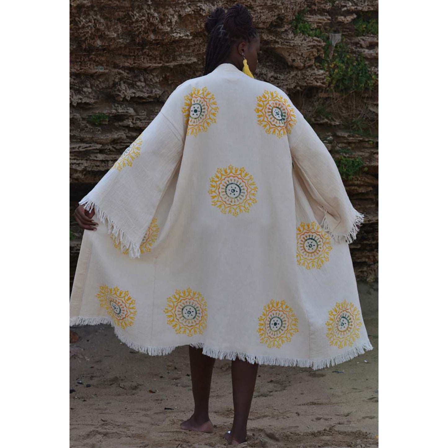 Turkish Towel Kimono Kaftan Bathrobe Mandala Design