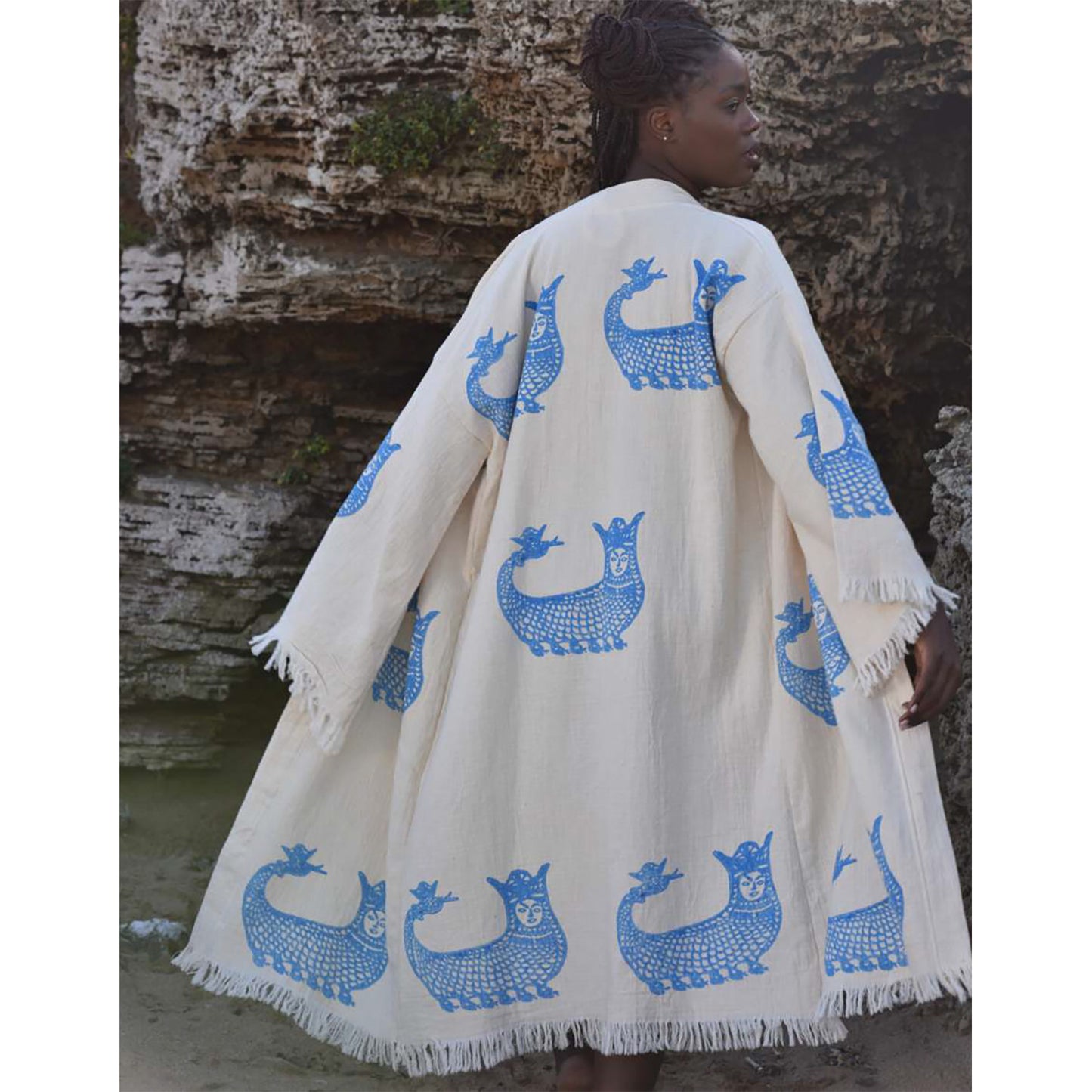 Turkish Towel Kimono Kaftan Bathrobe Shahmaran Design