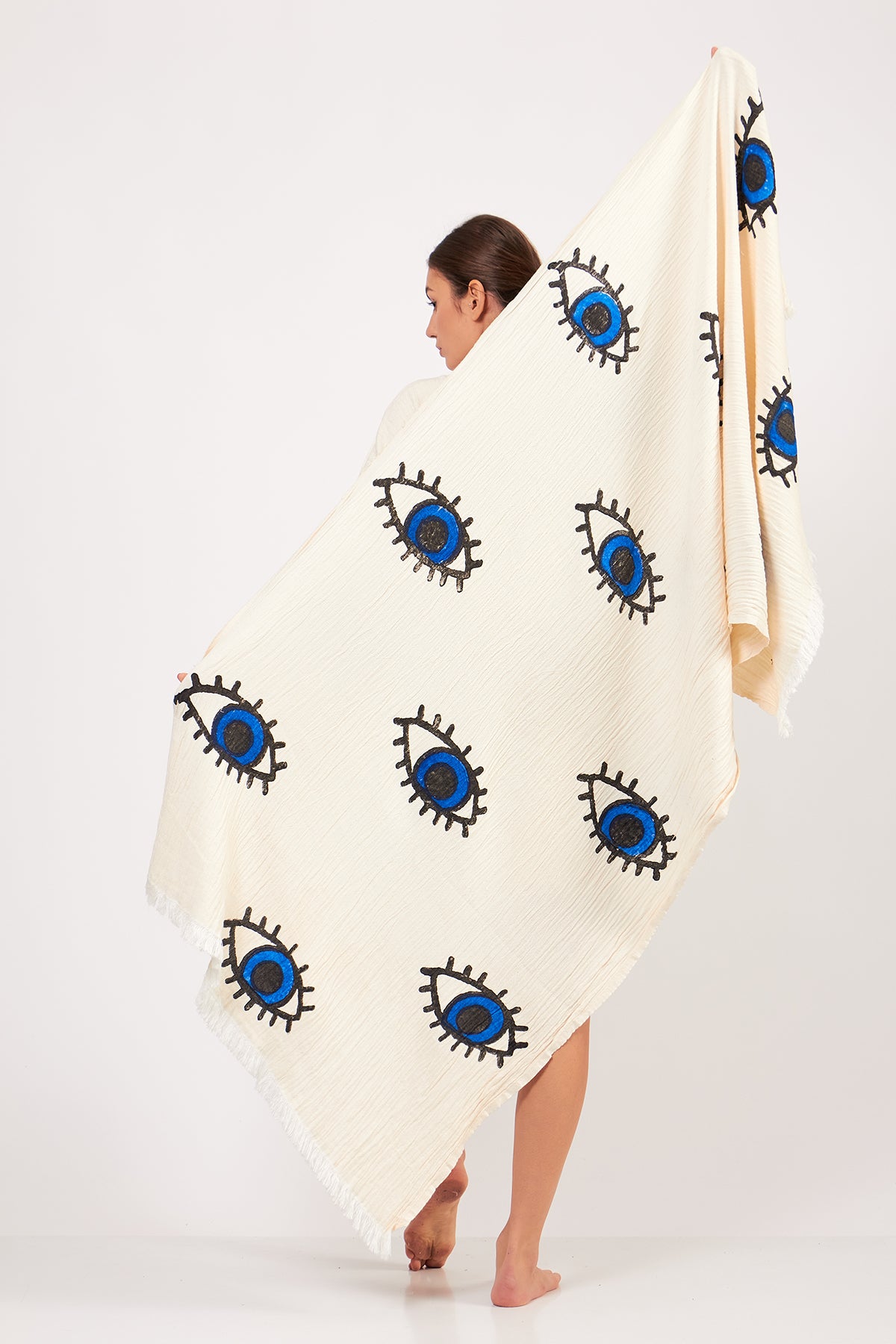 Turkish Towel and Kimono Bathrobe Set Evil Eye Design