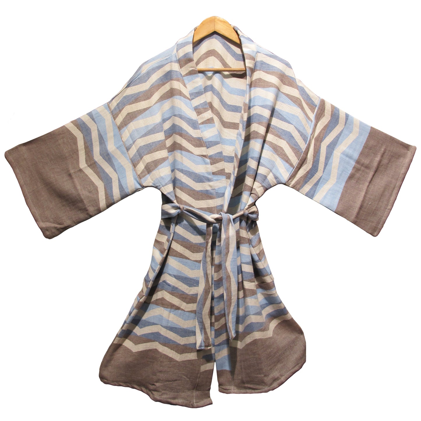 Hand-Woven Natural Cotton Wave Pattern Turkish Towel Kimono
