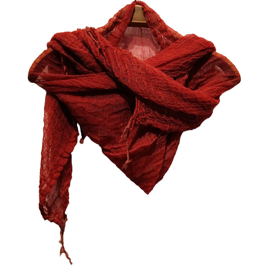 Hand Woven Wool Scarf Red