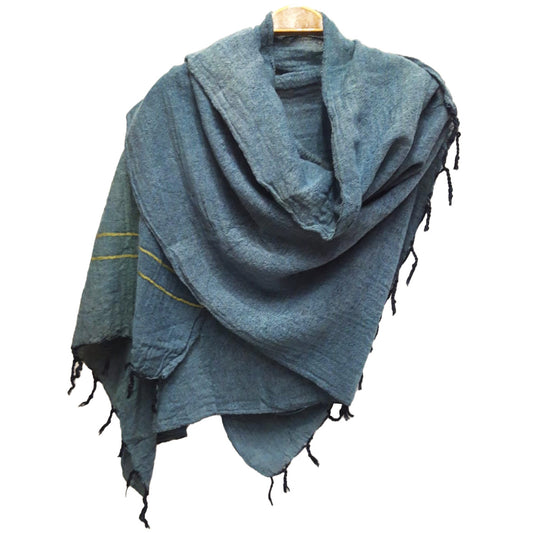 Hand-Woven Wool Scarf Blue
