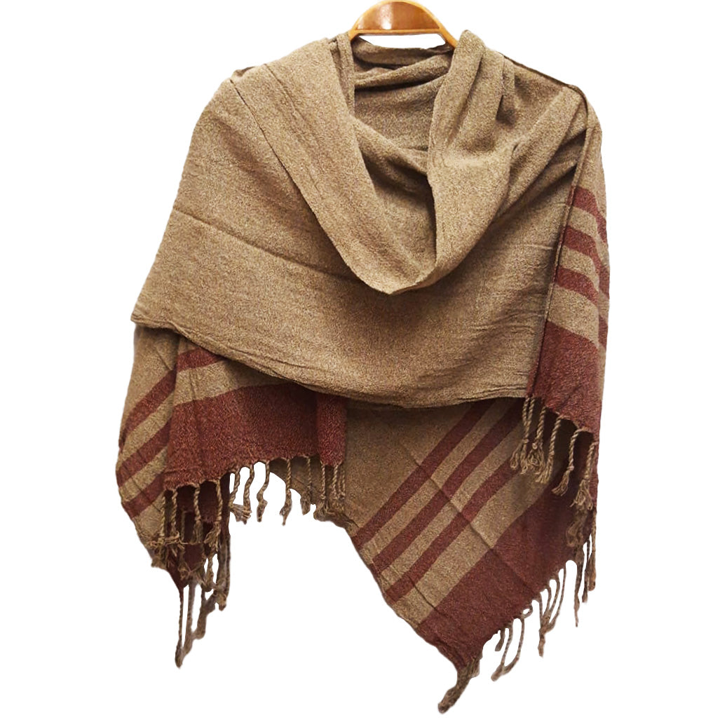 Hand-Woven Wool Scarf Brown