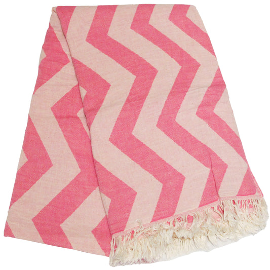 Zig Zag Pink Turkish Towel